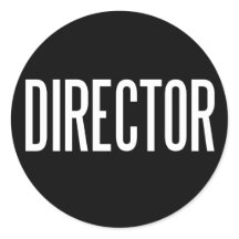 Director glossy round sticker (black)
