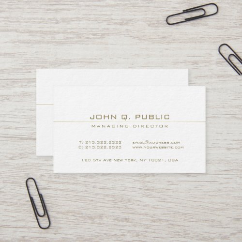 Director Modern Professional Elegant White Luxury Business Card