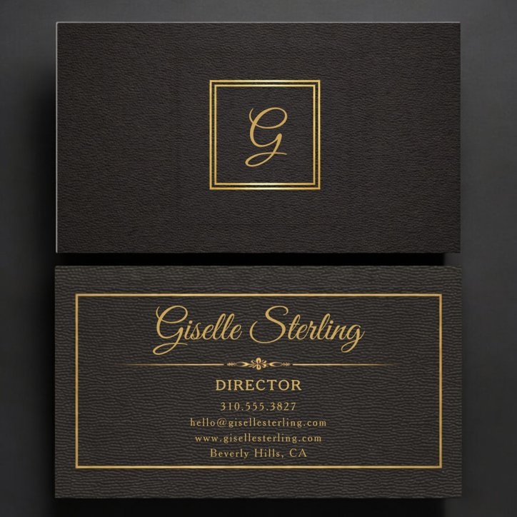 Director Monogrammed Gold Black Business Card