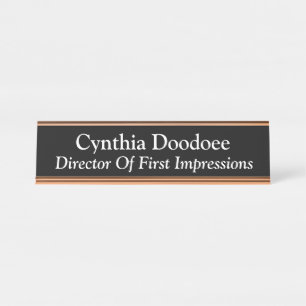 Director Of First Impressions Black Desk Name Plate