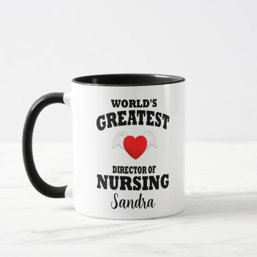 Director of Nursing Angel Wing Red Heart Mug