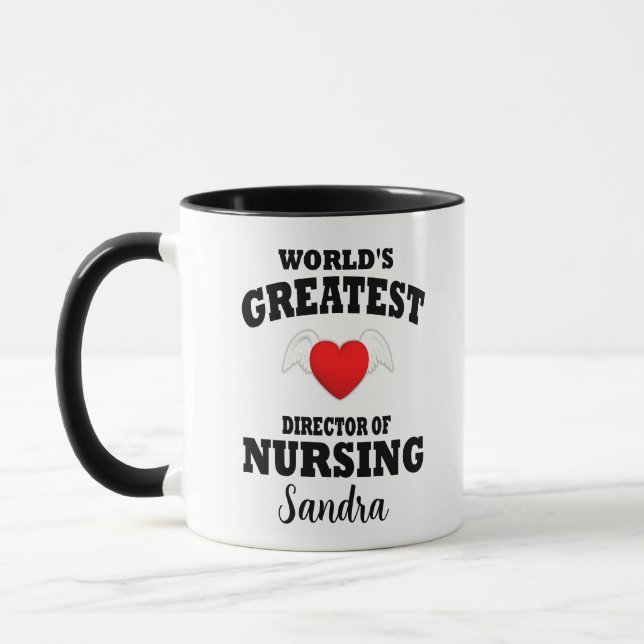 Director of Nursing Angel Wing Red Heart Mug (Left)