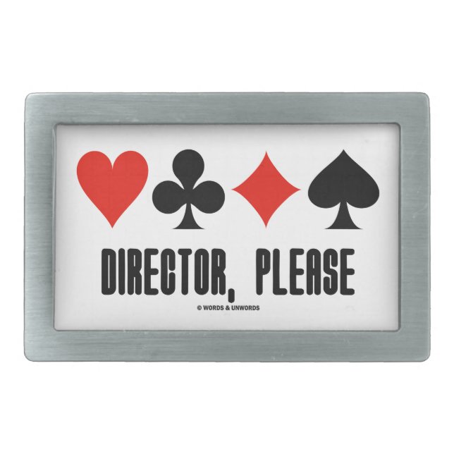 Director, Please (Four Card Suits Bridge Game) Rectangular Belt Buckle (Front)