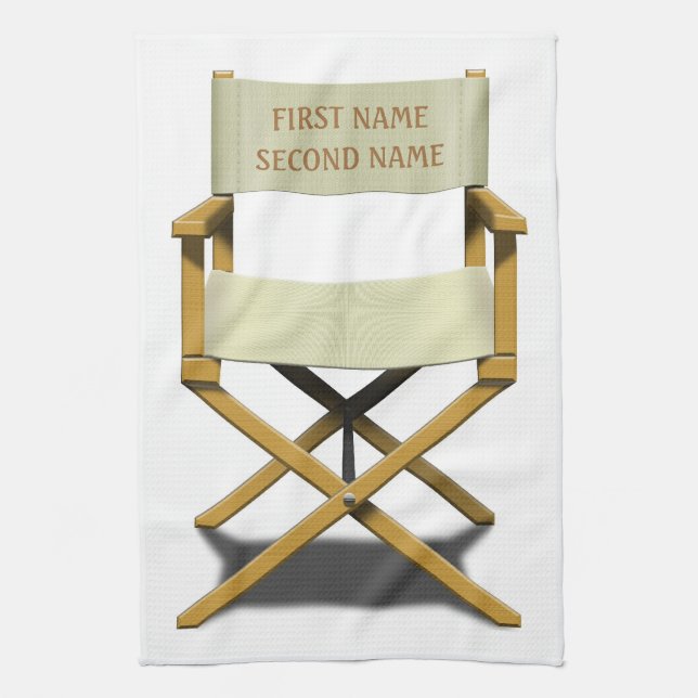 Directors chair design with your choice of name towel (Vertical)