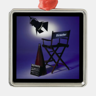 Director's Slate, Chair & Stage Light 2 Metal Ornament