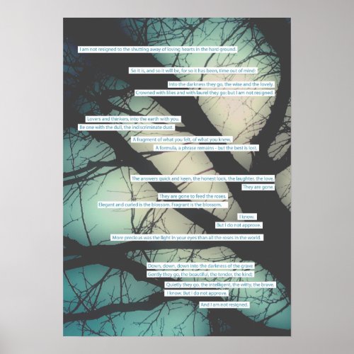 dirge without music sympathy card poster