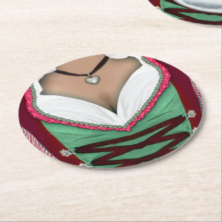 Dirndl Round Paper Coaster