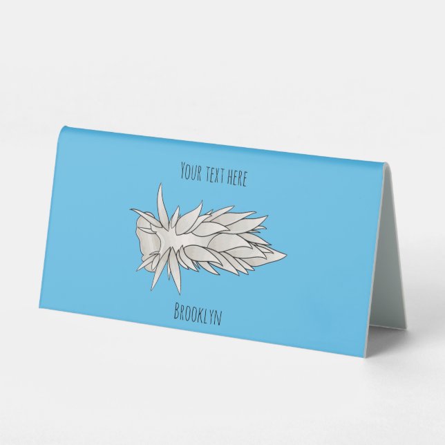 Dirona albolineata nudibranch cartoon illustration table tent (Front)
