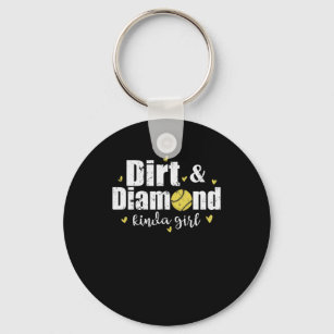 Dirt and Diamond kinda Girl Softball Sport Keychain