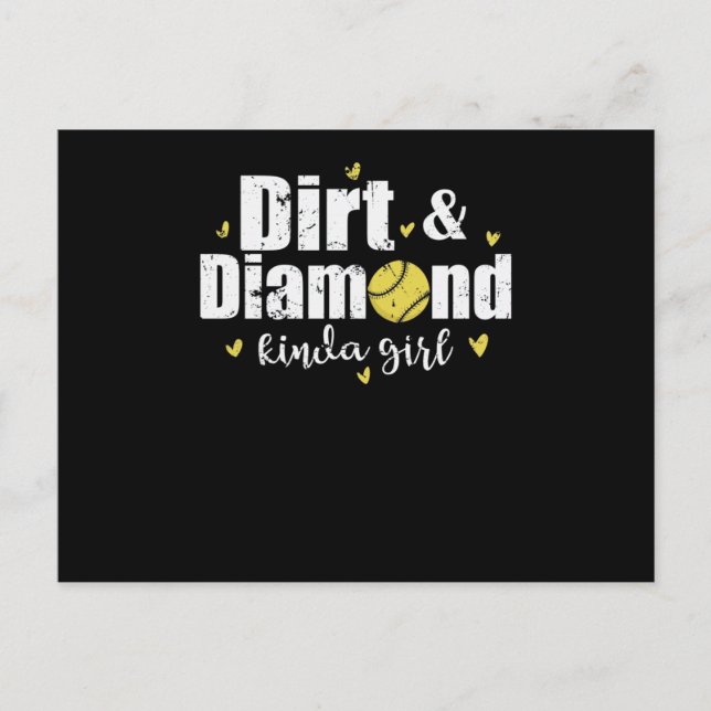 Dirt and Diamond kinda Girl Softball Sport Postcard (Front)