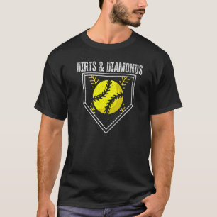 Dirt And Diamonds Softball Player Pitcher Catcher T-Shirt