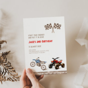 Dirt ATV Bike Dual Theme Birthday Invitation