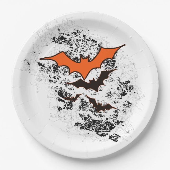 dirt bats Halloween party supplies white Paper Plates (Front)