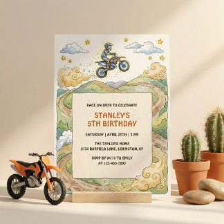 Dirt Bike Adventure Boys Birthday Party Invitation