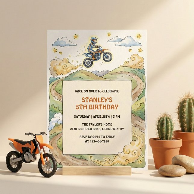 Dirt Bike Adventure Boys Birthday Party Invitation (Dirt Bike Birthday Party Invitation For Boys)