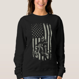 Dirt Bike American Flag Motocross Biker 4th of Jul Sweatshirt
