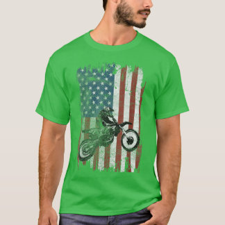 Dirt Bike American Flag Motocross Biker 4th of Jul T-Shirt