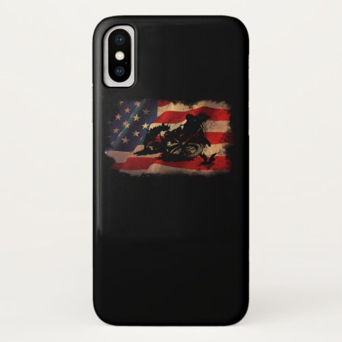 Dirt Bike American Flag Motocross Biker iPhone X Case