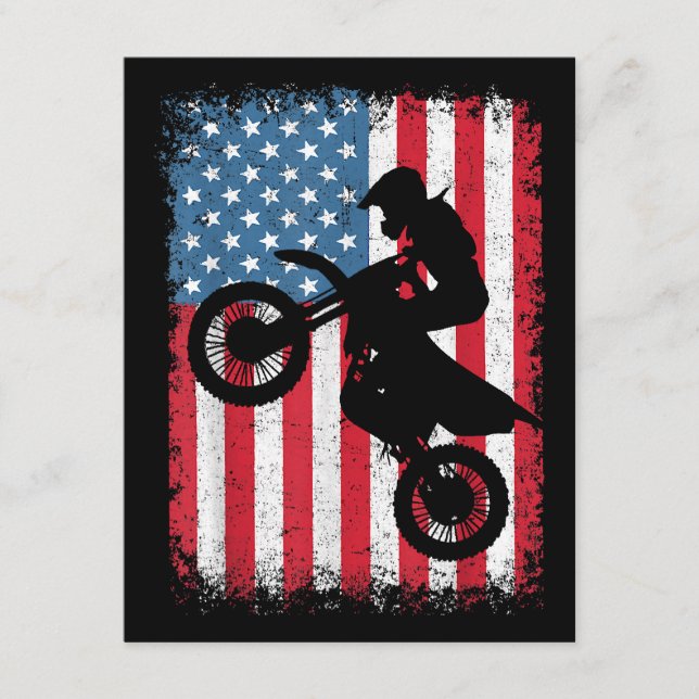 Dirt Bike American Flag Motocross Biker Men Boys V Enclosure Card (Front)