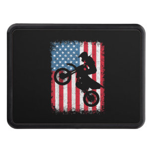 Dirt Bike American Flag Motocross Biker Men Boys V Hitch Cover