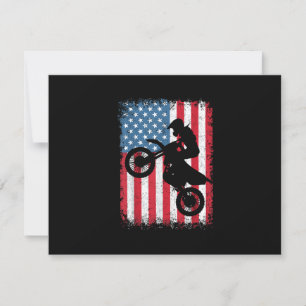 Dirt Bike American Flag Motocross Biker Men Boys V RSVP Card