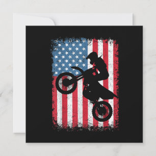 Dirt Bike American Flag Motocross Biker Men Boys V Thank You Card