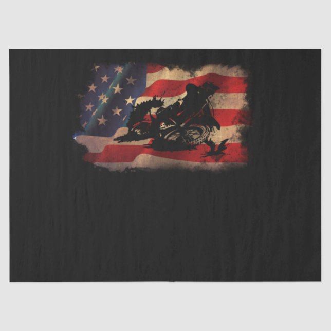 Dirt Bike American Flag Motocross Biker Tissue Paper (Front)