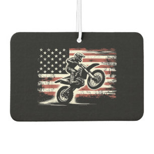 Dirt Bike American Flag Motocross Biker Vintage US Air Freshener
