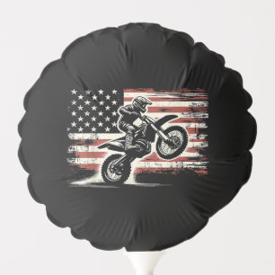 Dirt Bike American Flag Motocross Biker Vintage US Balloon