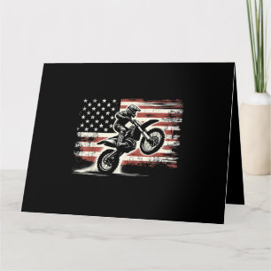 Dirt Bike American Flag Motocross Biker Vintage US Card