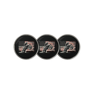 Dirt Bike American Flag Motocross Biker Vintage US Golf Ball Marker