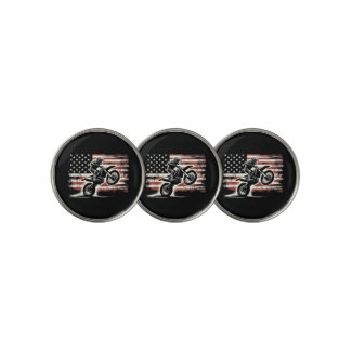 Dirt Bike American Flag Motocross Biker Vintage US Golf Ball Marker
