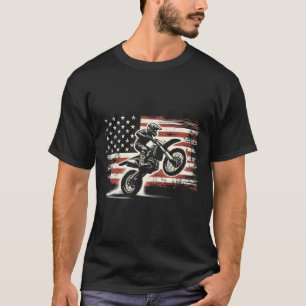 Dirt Bike American Flag Motocross Biker Vintage Us T-Shirt