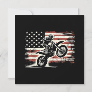 Dirt Bike American Flag Motocross Biker Vintage US Thank You Card