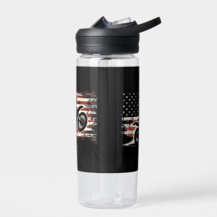 Dirt Bike American Flag Motocross Biker Vintage US Water Bottle