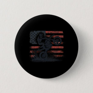 Dirt Bike American Flag Motocross Button