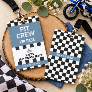 Dirt Bike Baby Shower Party Pit Crew VIP Pass Badge