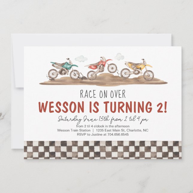 Dirt Bike Birthday Invitation (Front)