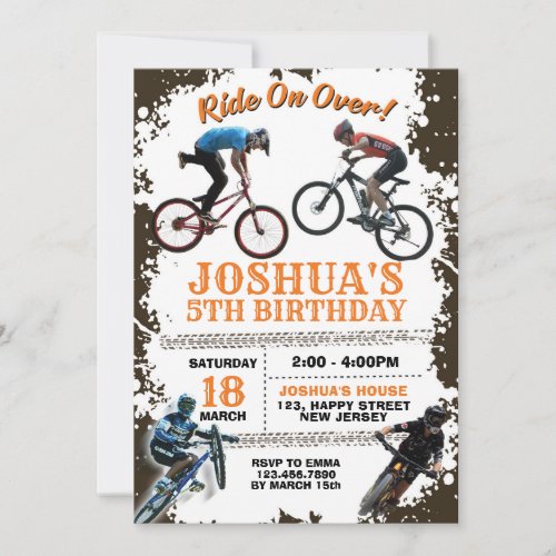 Dirt Bike Birthday Invitation Bicycle Invite
