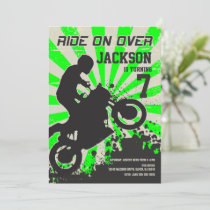 Dirt Bike Birthday Invitation / Motocross / Green