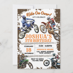 Dirt Bike Birthday Invitation. Motorbikes Invite
