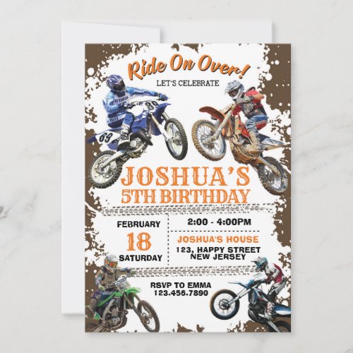 Dirt Bike Birthday Invitation Motorbikes Invite