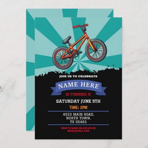 Dirt Bike Birthday Invitation Riding Mud Fun Track