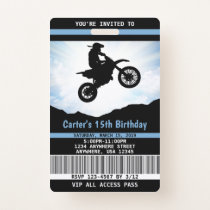 Dirt Bike Birthday Invitation VIP Pass Badge