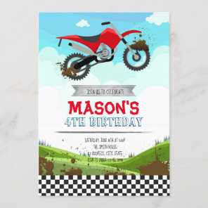 Dirt bike birthday party invitation