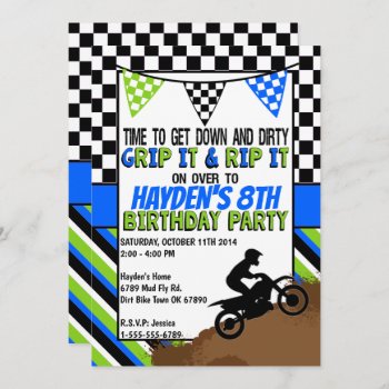 Dirt Bike Birthday Party Invitation by TiffsSweetDesigns at Zazzle