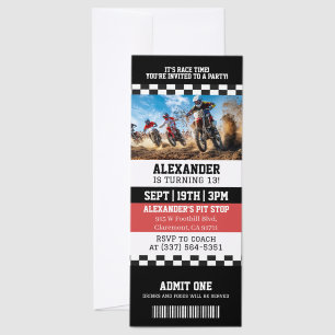 Dirt Bike Birthday Party Invitation Raffle Tickets