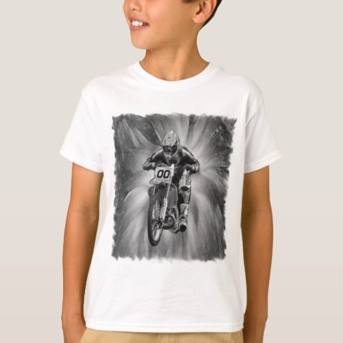 Dirt Bike Blasting Thru BlackWhite T_Shirt