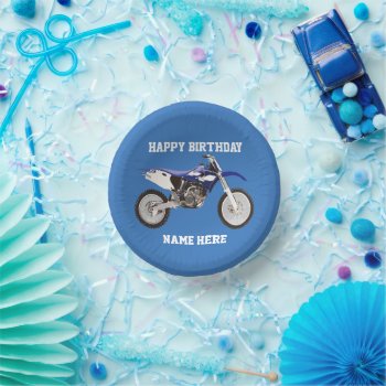 Dirt Bike Blue Birthday Sport Motorbike Party Kids Paper Bowls by TheShirtBox at Zazzle