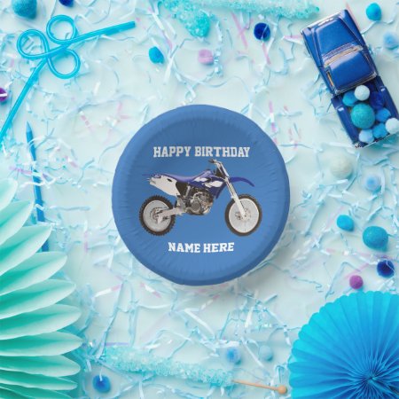Dirt Bike Blue Birthday Sport Motorbike Party Kids Paper Bowls